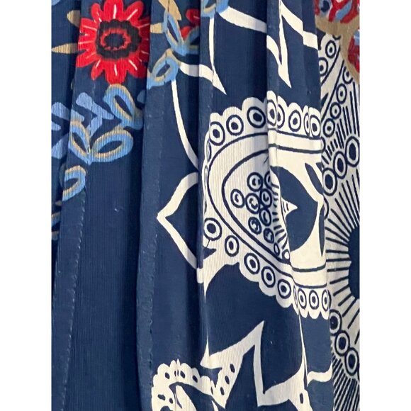 N Touch Women’s 1X Multicolor Floral Boho Tunic Top Button Details Blue Red - Picture 6 of 15